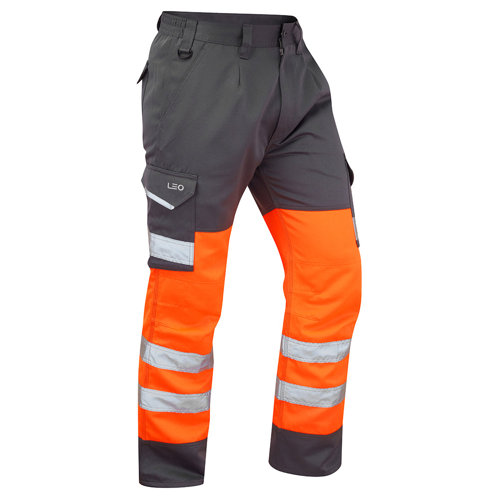 Leo EcoViz Poly/Cotton Cargo Trouser - Orange/Grey