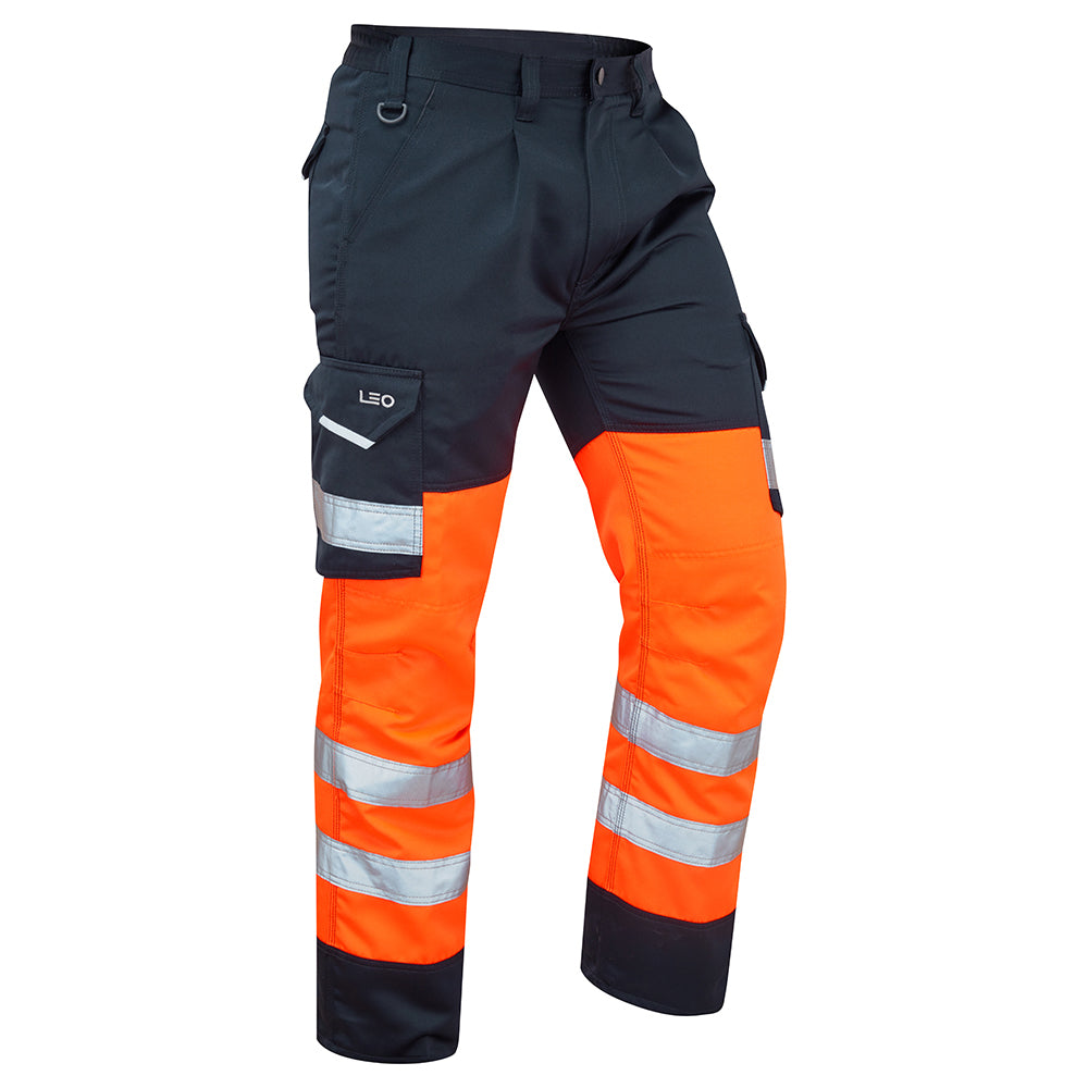 Leo EcoViz Poly/Cotton Cargo Trouser - Orange/Navy