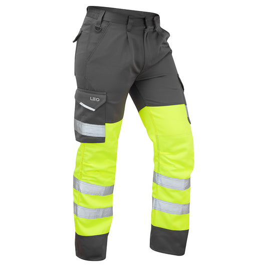 Leo EcoViz Poly/Cotton Cargo Trouser - Yellow/Grey