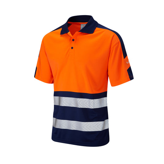 Leo EcoViz Performance+ Dual Colour Polo Shirt - Orange/Navy