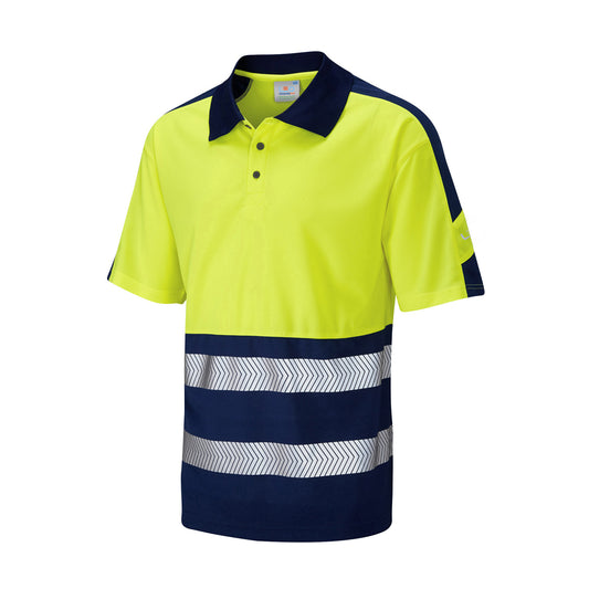 Leo EcoViz Performance Plus Dual Colour Polo Shirt - Yellow/Navy