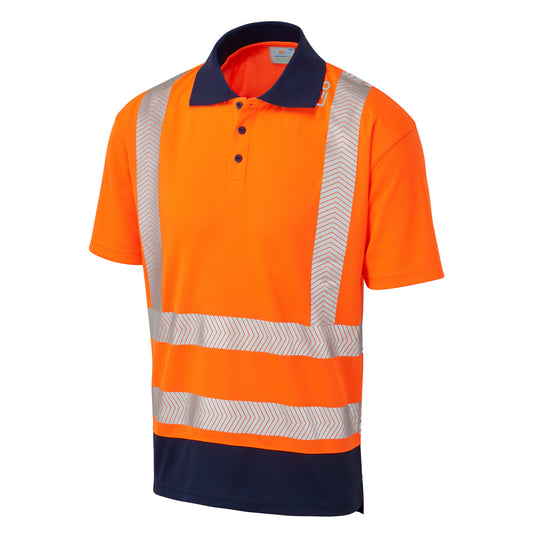 Leo EcoViz Performance+ Dual Colour Polo Shirt - Orange/Navy