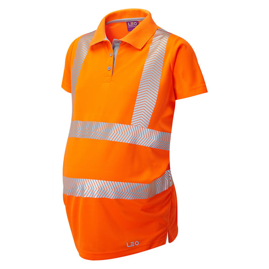 Leo EcoViz Performance+ Maternity Polo Shirt - Orange