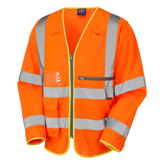 Leo EcoViz Tablet Pocket Sleeved Superior Waistcoat - Orange