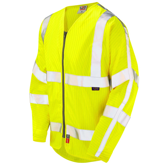 Leo EcoViz LFS/AS Sleeved Zip Waistcoat (EN 14116 & EN 1149) - Yellow