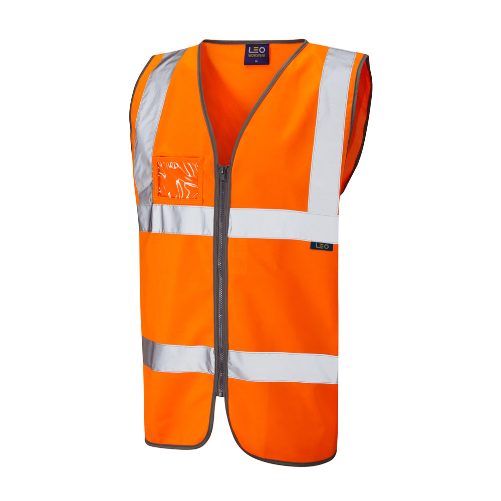 Leo EcoViz Zipped Waistcoat with ID Pocket - Orange