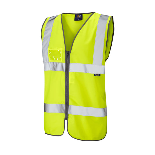 Leo EcoViz Zipped Waistcoat with ID Pocket - Yellow