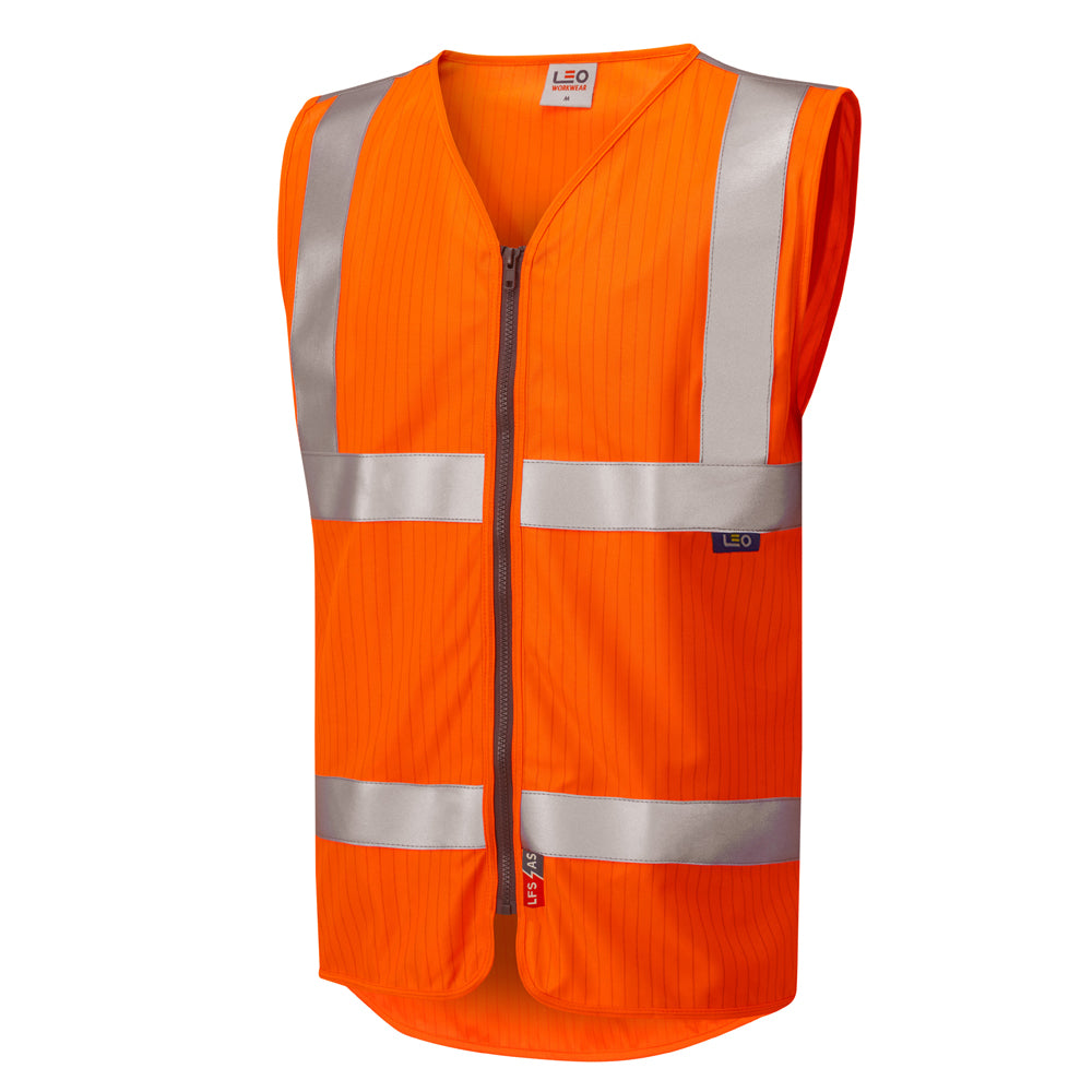 Leo EcoViz LFS/AS Zip Waistcoat (EN 14116 & EN 1149)  - Orange