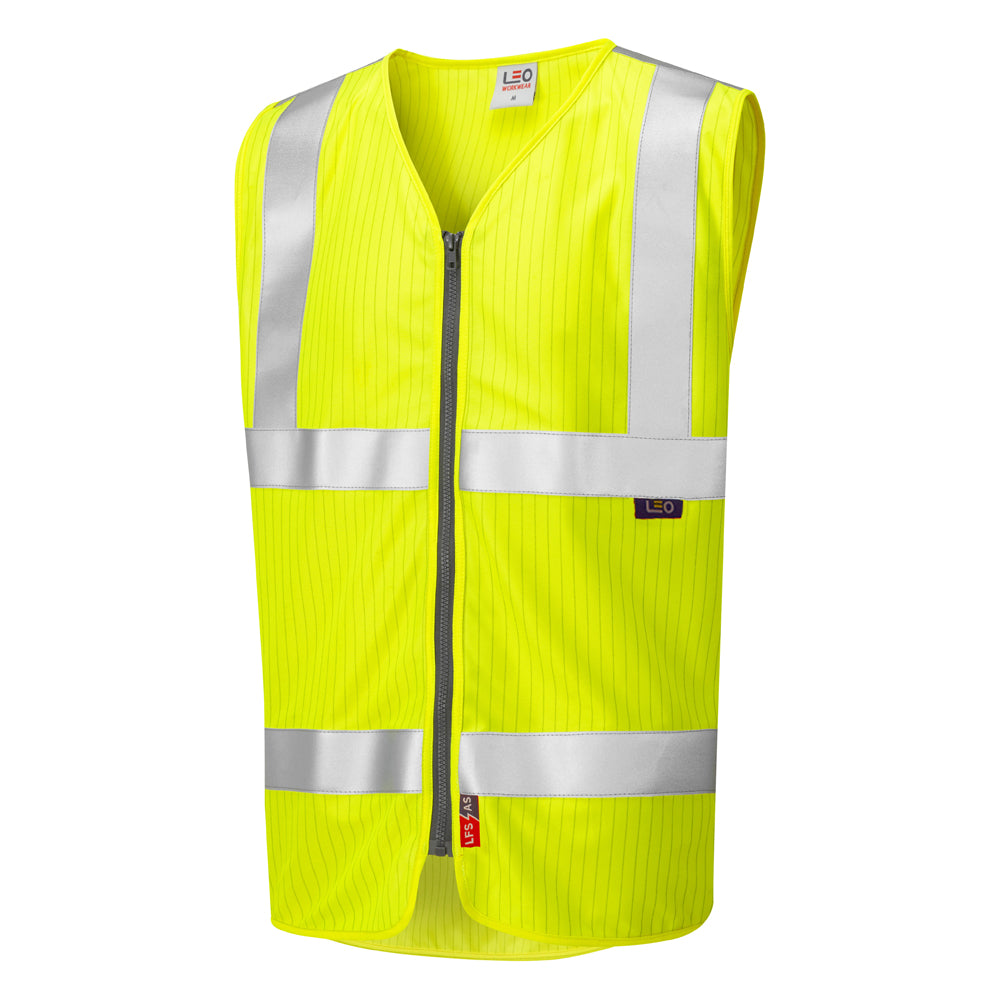 Leo EcoViz LFS/AS Zip Waistcoat (EN 14116 & EN 1149) - Yellow