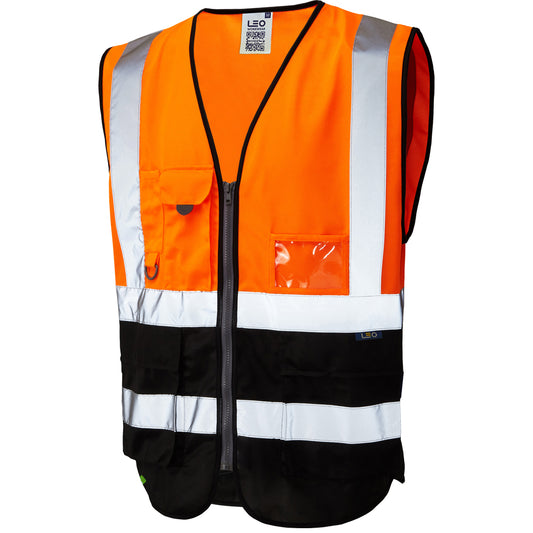 Leo EcoViz Superior Waistcoat - Orange/Black