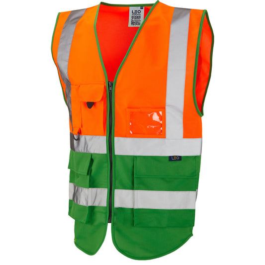 Leo EcoViz Superior Waistcoat - Orange/Green