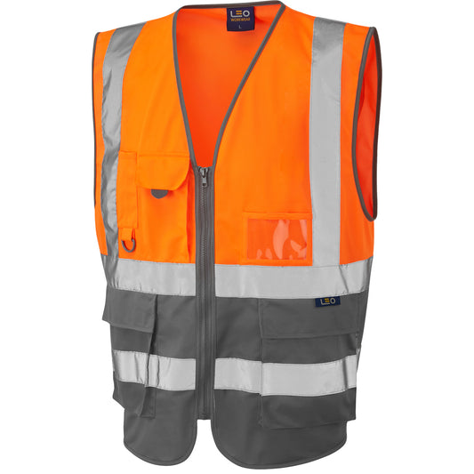 Leo EcoViz Superior Waistcoat - Orange/Grey