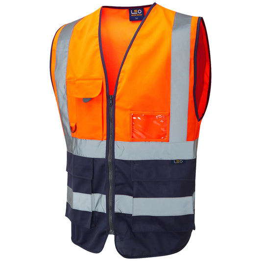 Leo EcoViz Superior Waistcoat - Orange/Navy