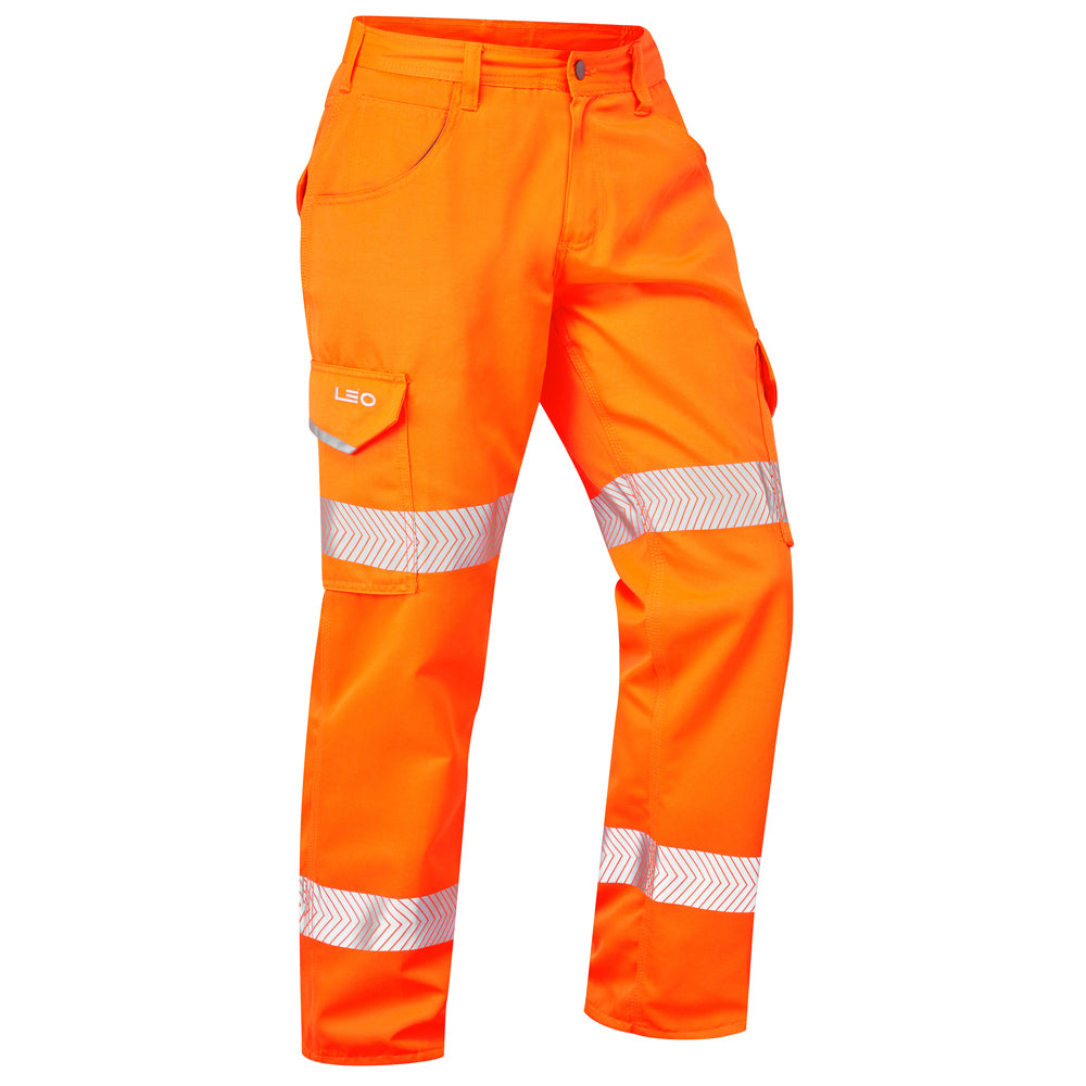 Leo EcoViz Lightweight Poly/Cotton Cargo Trouser - Orange