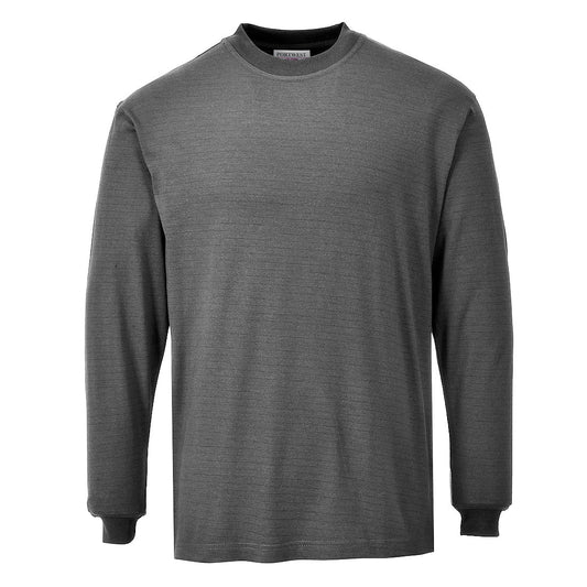 Portwest Flame Resistant Anti-Static Long Sleeve T-Shirt - Grey