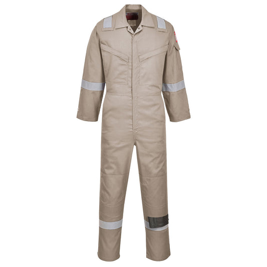 Portwest Flame Resistant Super Light Weight Anti-Static Coverall 210g - Khaki