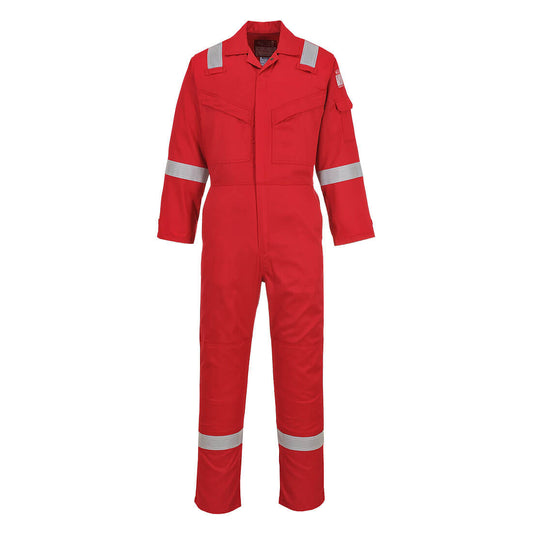 Portwest Flame Resistant Super Light Weight Anti-Static Coverall 210g - Red Tall