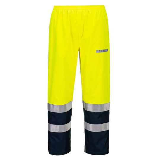 Portwest Bizflame Rain+ Hi-Vis Light Arc Trousers - Yellow/Navy