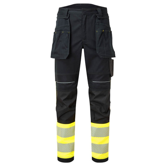 Portwest PW3 FR Hi Vis Class 1 Holster Trousers - Yellow/Black