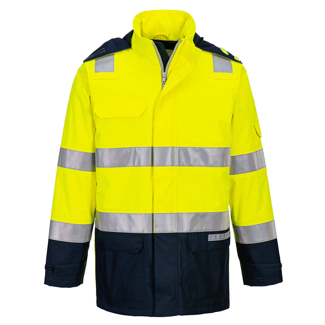 Portwest Bizflame Rain+ Hi-Vis Light Arc Jacket  - Yellow/Navy