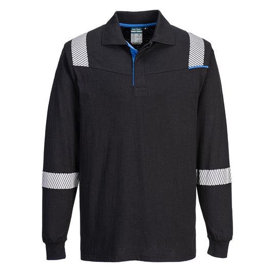 Portwest WX3 Flame Resistant Long Sleeve Polo - Black