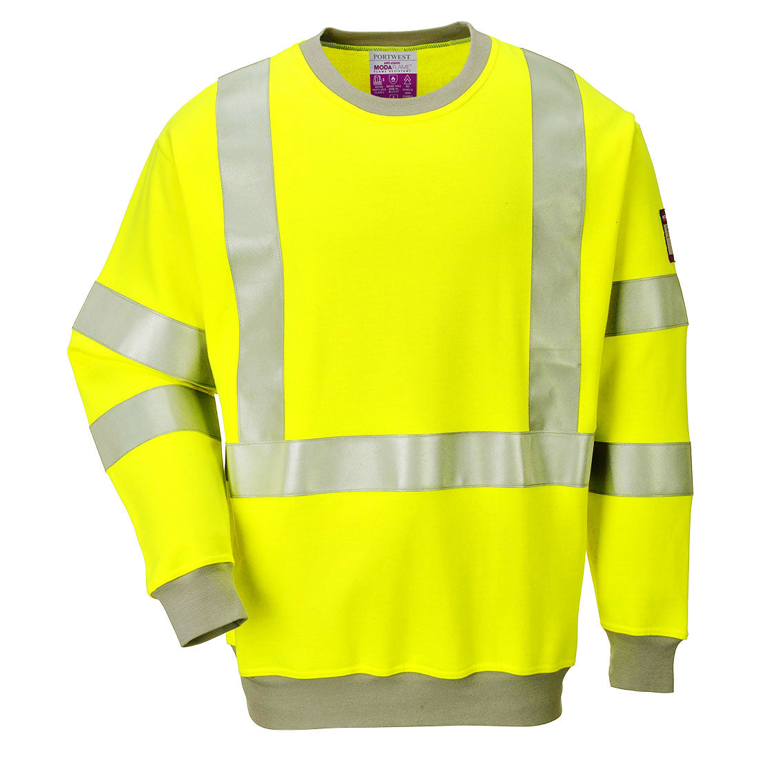 Portwest Flame Resistant Anti-Static Hi-Vis Sweatshirt - Yellow