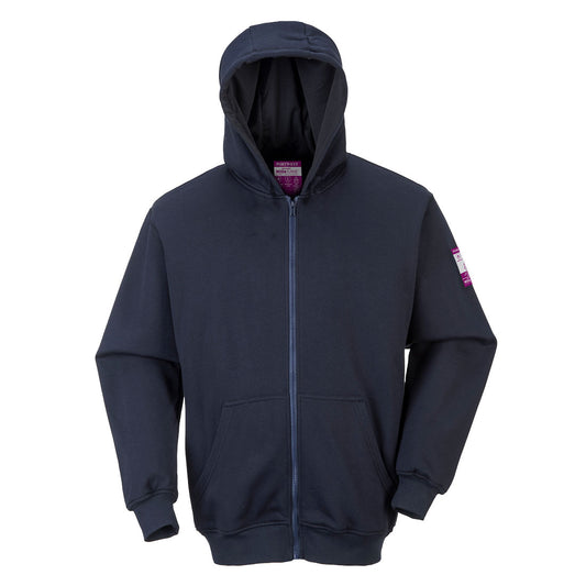 Portwest FR Zip Front Hooded Sweatshirt - Navy