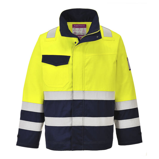 Portwest Hi-Vis Modaflame Jacket - Yellow/Navy