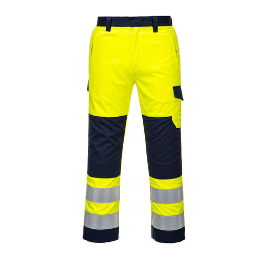 Portwest Hi-Vis Modaflame Trousers - Yellow/Navy