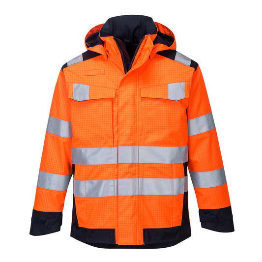 Portwest Modaflame Rain Multi Norm Arc Jacket - Orange/Navy