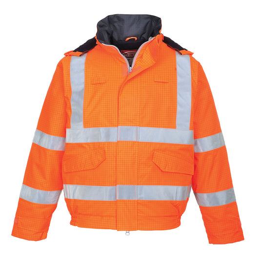 Portwest Bizflame Rain Hi-Vis Antistatic FR Bomber Jacket - Orange