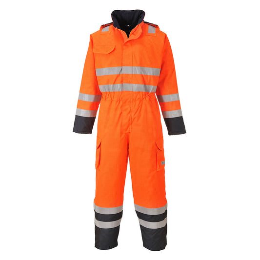 Portwest Bizflame Rain Hi-Vis Multi Coverall - Orange/Navy