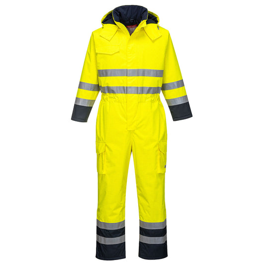 Portwest Bizflame Rain Hi-Vis Multi Coverall - Yellow/Navy