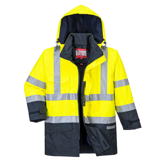 Portwest Bizflame Rain Hi-Vis Multi-Protection Jacket - Yellow/Navy