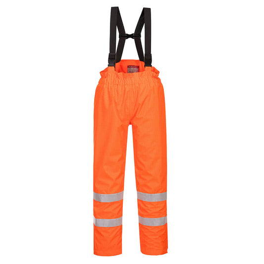 Portwest Bizflame Rain Lined Hi-Vis Antistatic FR Trousers - Orange