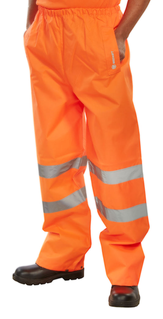 Hi-Vis Waterproof Overtrousers - Orange